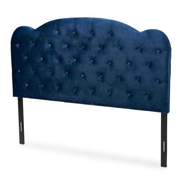 Clovis ModernNavy Blue Velvet Upholstered Headboard-King